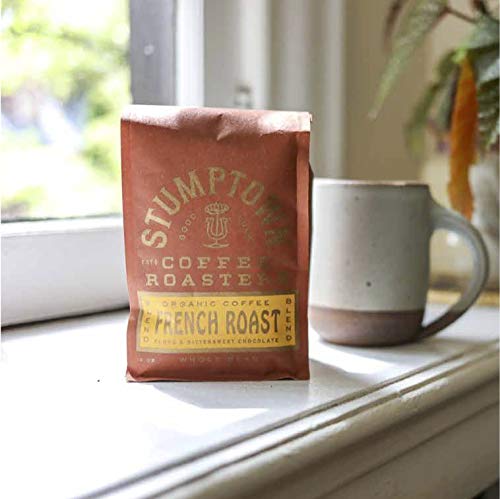 STUMPTOWN COFFEE ROASTERS, DARK ROAST ORGANIC WHOLE BEAN COFFEE, 100% ARABICA COFFEE – FRENCH ROAST 12 OUNCE BAG WITH FLAVOR NOTES OF CLOVE AND BITTERSWEET CHOCOLATE