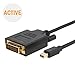 Active Mini DP to DVI Cable 6ft, CableCeation Mini DisplayPort to DVI Adapter Support Eyefinity (Thunderbolt 2 Port) Compatible with MacBook Pro, iMac, Mac mini, Surface Laptop, 1.8M Black