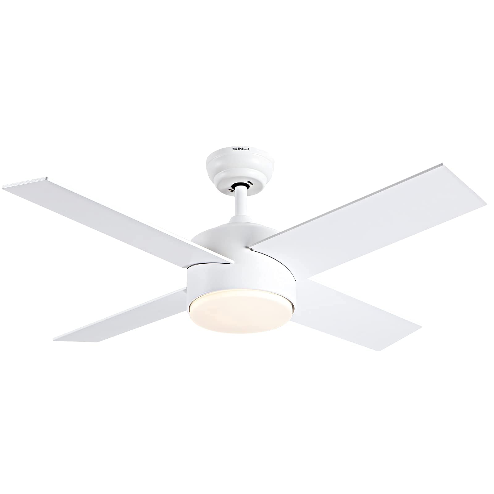 Ceiling Fan with Lights and Remote Control,SNJ Modern Ceiling Fan for Living Room Bedroom Dining Room,Indoor (44 Inch, White)