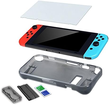 Protective Cover for Nintendo Switch Case, GamePal Soft TPU Clear Grip Cover with Shock-Absorption and Anti-Scratch Design, with Tempered Glass Screen Protector for Switch Console &amp; Accessories