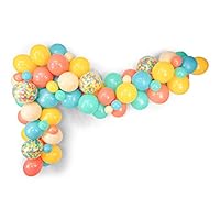 Mefuny 80 Ct Mixed 12 Inch 10 Inch Pastel Yellow Coral Blue Blush Tiffany Blue Latex Balloon Confetti Balloons Wedding Birthday Christening Girl Baby Shower Party Decoration