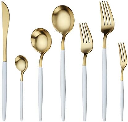 HomeChain Stainless Steel Silverware flatware Set Dinner Cutlery Service for 1, 7-Piece