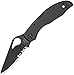 Spyderco Byrd Meadowlark 2 Folding Knife - Black Steel Handle, CombinationEdge, Full-Flat Grind, 8Cr13MoV Steel Black Blade and Back Lock - BY04BKPS2