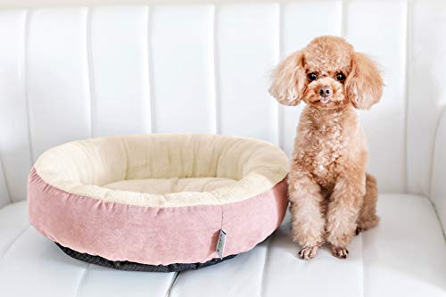 Love's cabin Round Donut Cat and Dog Cushion Bed, 20in Pet Bed for Cats or Small Dogs, Anti-Slip & Water-Resistant Bottom, Super Soft Durable Fabric Pet beds, Washable Luxury Cat & Dog Bed Pink