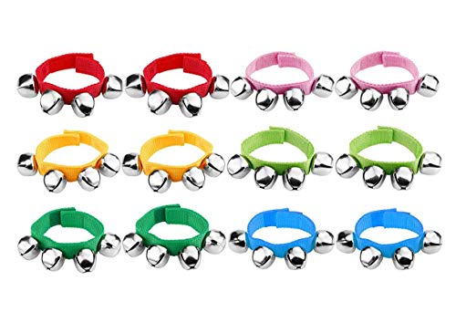 12pcs Wrist Band Jingle Bells Party Accessories Kids Musical Instruments 6 Colors