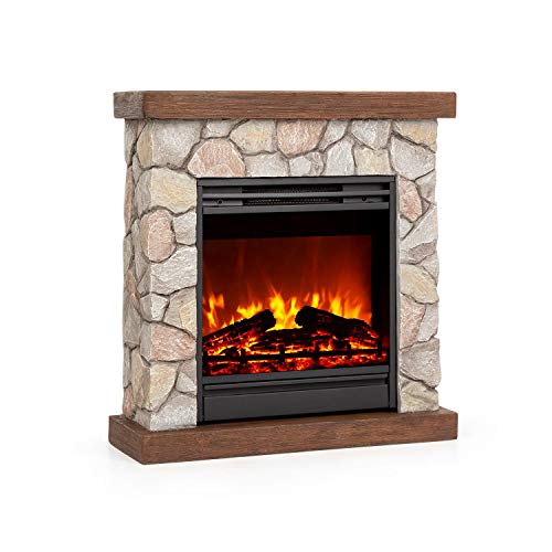 Klarstein Lienz - Cheminée Électrique Chauffante, Cheminee Electrique Effet Flamme, 2 Niveaux De Puissance, 900-1800W, Minuterie Hebdomadaire, Télécommande, Led, Polystone - Brun