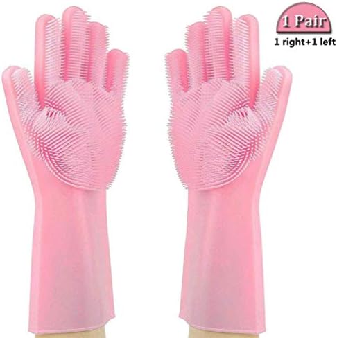 Magic Silicone Dishwashing Scrubbing Cleaning Gloves-Dish Silicon Rubber Sponge Gloves with Wash Scrubber,Best for Washing Dish,Kitchen,Car,Household Cleaning
