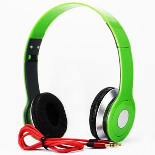SoundStrike 3.5mm Foldable Headphone Headset for Dj Headphone Mp3 Mp4 Pc Tablet sandisc Music Video and All Other Music Players (Green W/Mic)