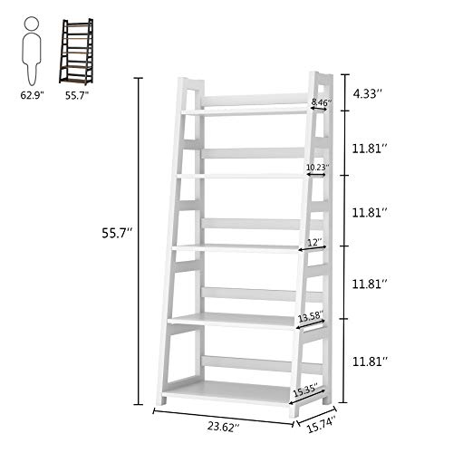 Tribesigns 5Tier Bookshelf Modern Bookcase, 5 Shelf Ladder Shelf Book Storage Shelf Organizer