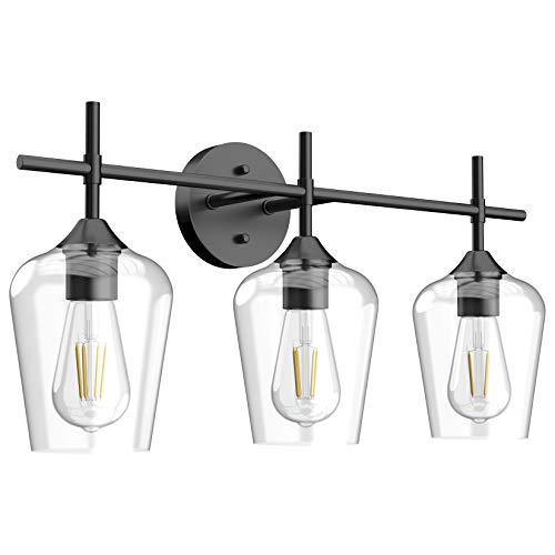 Ralbay Industrial Bathroom Vanity Light Fixtures 3Lights Matte Black