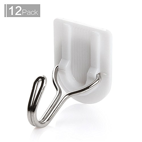 Ya Jin Adhesive Hook Utility ABS Traceless Hook for Wall Door Bathroom Kitchen, Pack of 12 pcs