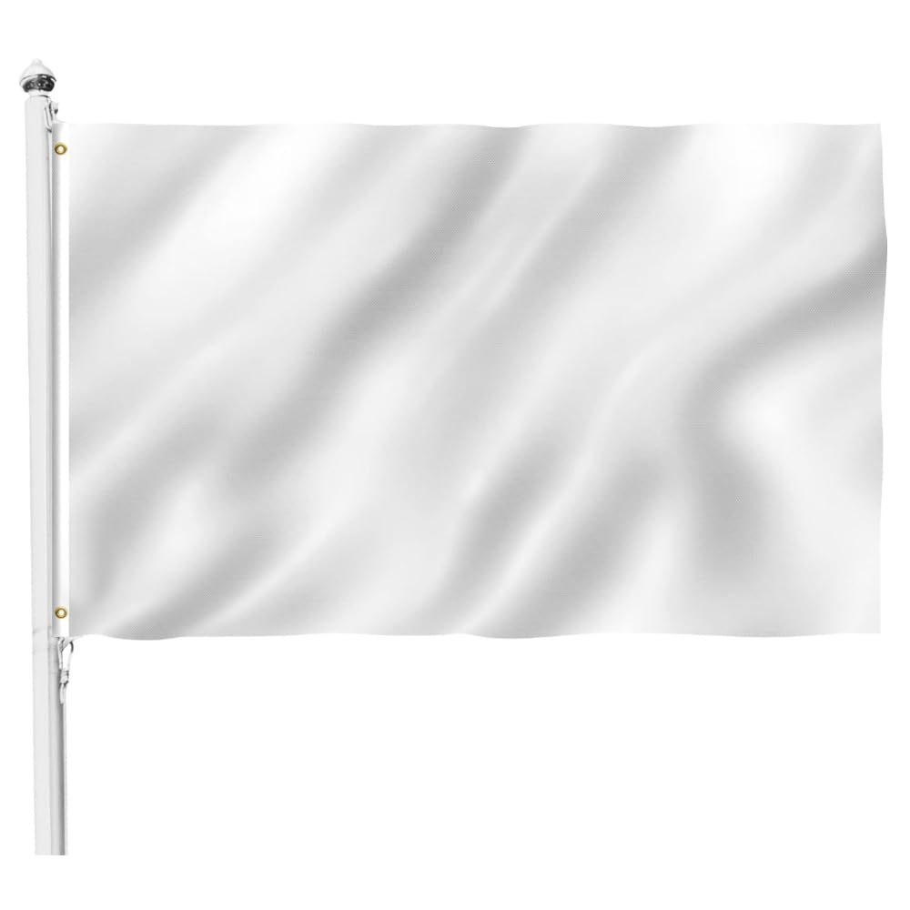 White Flags DIY Blank Flags 5ft x 3ft Banners 90 * 150cm with Two Brass Grommets Vivid Color Plain for Festival Party Sport Events Gardens Bar Indoor and Outdoor Decoration
