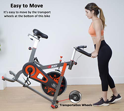 vigbody exercise bike stationary indoor cycling bike for home gym workout upright belt drive bike