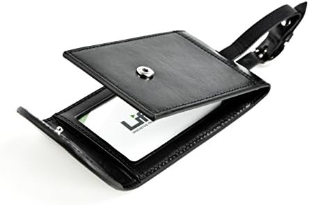 LifeTek Executive Leather Luggage Tag with Snap Closure