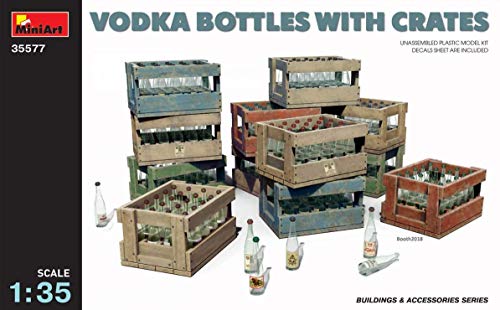 MiniArt 35577 Vodka Bottles with Crates, Buildings and Accessories Collection 1/35 Scale Model Kit