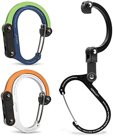 Lulabop Heroclip 3-in-1 Versatile Swivel Clip Hanging Travel Accessories Adventure Gadgets Gear Hook (3-Pack, Black, GoSea, Orange)