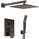 SR SUN RISE Venetian Bronze Shower System 10 Inch Brass Bathroom Luxury Rain Mixer Shower Combo Set Wall Mounted Rainfall Shower Head System(Contain Shower faucet rough-in valve body and trim)