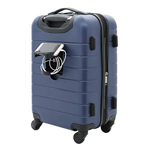 Wrangler Smart Luggage Set with Cup Holder and USB Port, Navy Blue, 20Inch CarryOn Pricepulse
