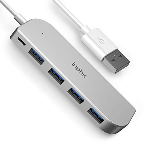 Inphic High-Speed Portable 4 Ports USB Hub 3.0 Aluminum with Micro-USB Powered Port