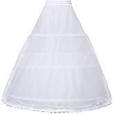 ZLQQ Women's 4-Hoop Petticoat Crinoline Underskirt for Wedding Ball Gown Tutu Tulle Slips Skirt