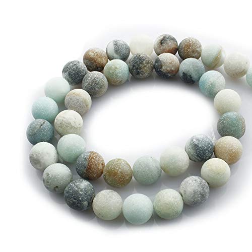 Agreatca 130 PCS Natural Stone Beads,Amazonite Beads,Natural Stone Beads Multicolor Amazonite Round Loose Beads,Jewelry Making DIY Bracelet Necklace