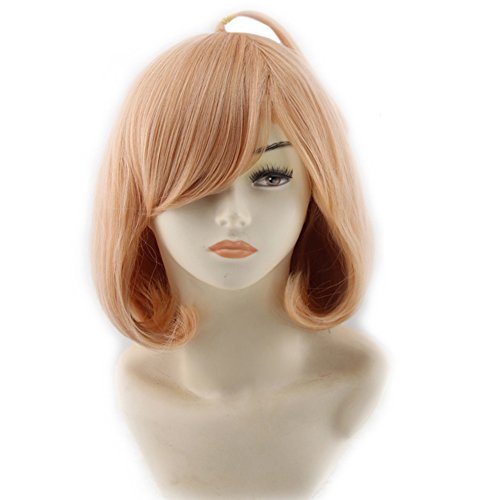 RightOn 14 Inches Fashion Japanese Anime Cosplay Short Wig for Women Girls Heat Resistance Synthetic Hair with Free Wig Cap and Comb (Orange)