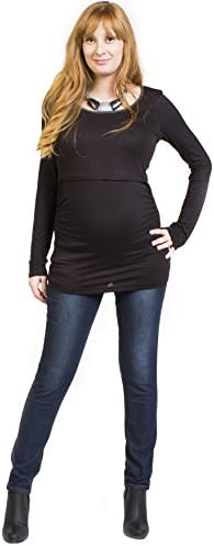 Maternity skinny jeans โ Super stretch โ Pants have a pregnancy belly band for secret fit (Small)