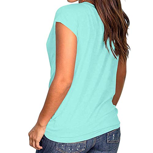 Women's Sexy Tops 2019,Women's Summer Short Sleeve Round Neck Solid T-Shirt Top Casual Blouse Under 10 Dollars Mint Green