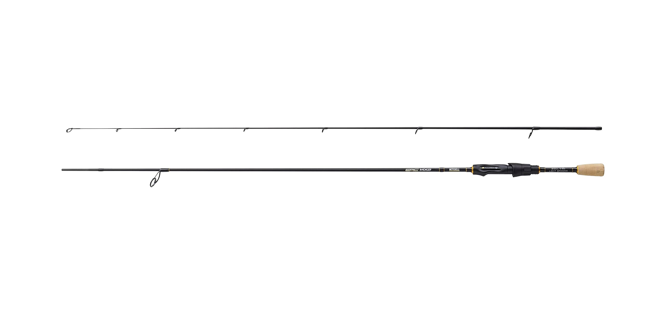 Mitchell Epic MX2 Spinning Rod – Lightweight Carbon Fishing Rod for Freshwater & Lure Angling | Fast Action, EVA Handle | Ideal for Trout, Perch & Predator Fishing | Black/Gold, 1.9m, 1-8g