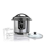 Elite Platinum EPC-813 Maxi-Matic 8Qt Electric Pressure Cooker with Glass Lid and 2 Racks, Black (Stainless Steel)