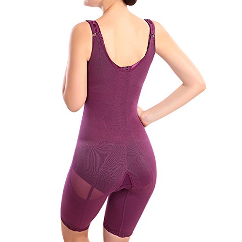Shymay Women's Full Body Shaper Waist Cincher Thigh Reducer Bodysuit Shapewear, Purple, Tag size 3XL=US size 8-10