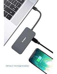 USB C Hub,Amhyker USB Type C Adapter 10 in 1 Ultra Slim Aluminum Gigabit Ethernet,Type C 2 USB 3.0 Ports,2 USB 2.0 Ports,4K HDMI,VGA,SD TF Card Reader MacBook Pro Others USB C Devices