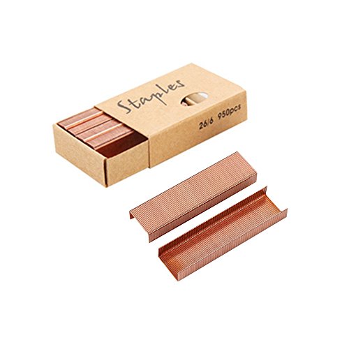 Ipienlee 26/6 Standard Staples, 12mm Width, 6 Box/Pack, 5700 Count, Rose Glod