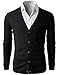 H2H Mens Casual Solid Color Button Dwon V Neck Knit Cardigan Sweater Black US S/Asia M (CMOCAL012)