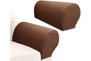 YOGSEY SXNING 2 Pcs Couch Arm Covers Polyester Anti- Slip Armchair Cover Stretch Armrest Cover for Chairs Sofa Stretch Armrest Covers Furniture Protector Washable Armchair Slipcovers (Coffee)