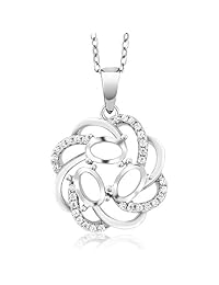 Construye tu propio colgante   Colgante personalizado con 3 flores de piedra natalicia, chapado en rodio de plata de ley 925.