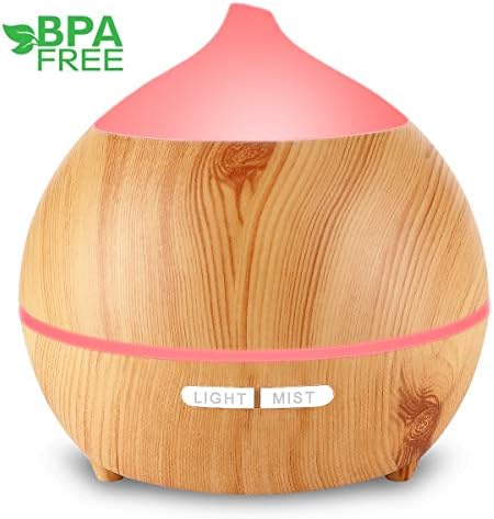 CDX Essential Oil Diffuser, 250ml Wood Grain Aromatherapy Diffuser Portable Ultrasonic Aroma Cool Mist Humidifier with AUTO Shut Off, 7 Color LED Lights and Adjustable Mist Mode for Office, Bedroom