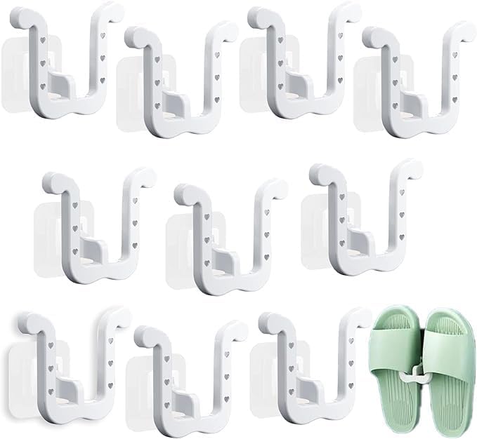 Fuletooye 10pcs Wall Mounted Hanging Shoe Rack Multifunctional Slippers Organizer Hanging Shoe Holder Over Door Without Drilling Drying Shoe Hanger Rack For Narrow Space Closet Bathroom Kitchen