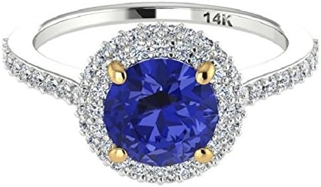 Wedding and Engagement Rings, Natural Tanzanite and Diamonds Wedding Ring, 14k White Solid Gold, Perfect Proposal Ring, Two Tone Solid Gold Bridal Ring.