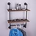 ALTAM Industrial Pipe Shelf with Towel Hanging Bar | Rustic 2 Shelving System for Pictures, Toiletries, Books, Home Decor | Heavy-Duty Metal, Vintage Fir Wood