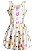 Women's Girls Summer Digital Emoji Icons Printed Flared Pleated Tank Skater Dress Sundress