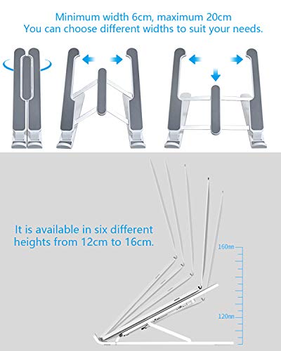 aifulo Laptop Stand, Portable Laptop Holder Riser Computer Stand, Adjustable Foldable Ventilated Desktop Notebook Stand Mount Compatible with Laptop, Phone, Tablet, Kindle, Books