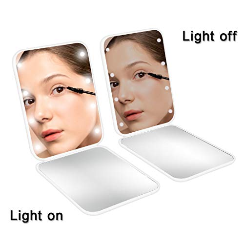 Milishow Compact Mirror with LED Light,1x/3x Magnifying Mirror, Lighted