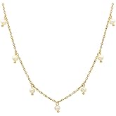 18K Gold Plated Vintage Freshwater Pearl Necklace - Elegance Adjustable Titanium Steel Layering Chain Jewelry For Women
