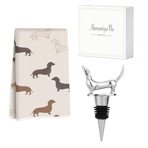 Dachshund Kitchen Towel and Wine Stopper Set