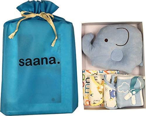 saana. 出産 祝い 出産祝い 出産プレゼント ベビーギフト ベビー枕 スタイ よだれ掛け 食事エプロン ギフトセット 赤ちゃん 出産ギフト お祝い 赤ちゃんグッズ 詰め合わせ (男の子用)