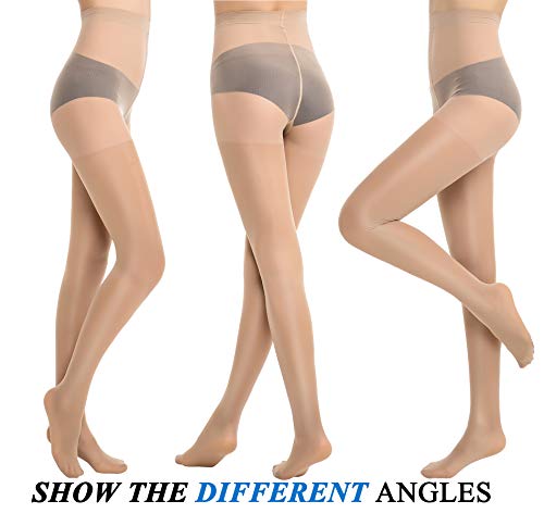 Reinforced Toe Shaping Pantyhose Control Top Semi Opaque Tights Hosiery (Nude A1, Small)