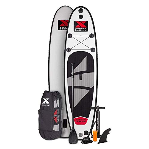 XTERRA Boards Inflatable 10' Stand Up Paddle Board Bundle Premium SUP Package (White (Board