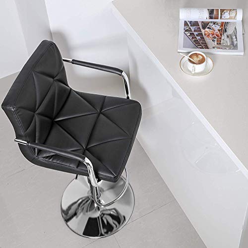 SONGMICS Set of 2 Adjustable Swivel Bar Stool Chairs Counter Stools, Breakfast Chairs with Arms