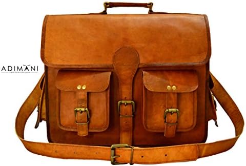 Adimani Shoulder Satchel Bags/Crossbody Messenger Leather Bags/Vintage Travel Briefcase Bag for Laptop, For Men and Women Notebook &amp; daily essentials Size 16x12